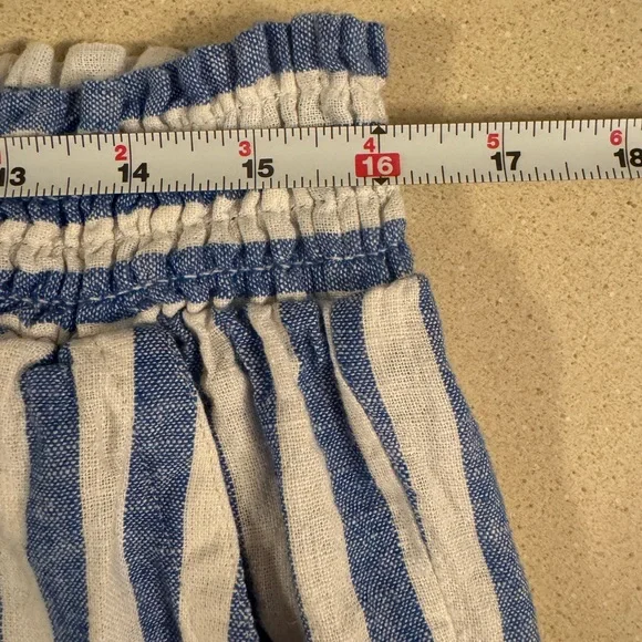 Ava Vic Shorts Blue White Striped Linen Blend Preppy Beach - Picture 7 of 13